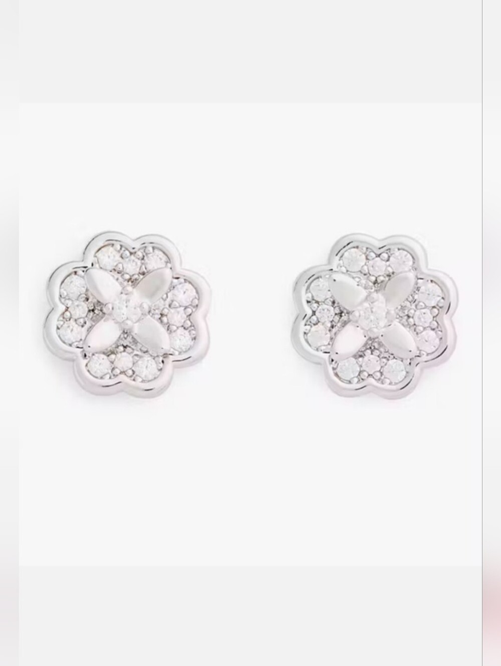 Kate Spade New York Heritage Bloom Mini Stud Earrings New  Sliver Pave